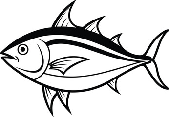 Tuna Fish Line Art design And White Background 