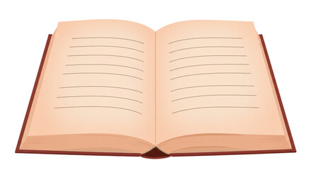 Isolated Open Book with Lines