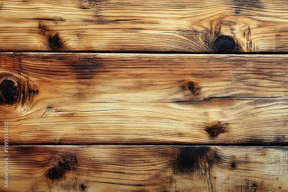 Poster rustic wooden planks background with rich grain and knots natural wood texture and warm tone for cra