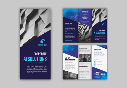Blue Corporate AI Solutions Trifold Brochure Layout