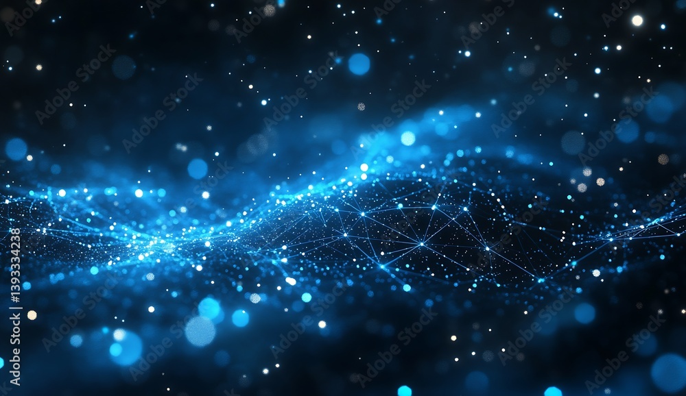 Leinwandbilder mystical blue shimmering waves and particles creating a mesmerizing digital landscape of creativity 