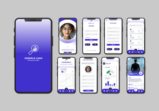 Blue Modern Mobile App SaaS Dashboard Interface Ui Kit