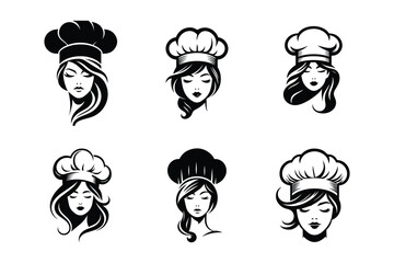 Chef Hats Silhouette set vector 