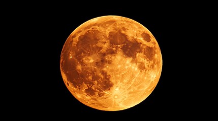 Obraz premium The detailed image shows the beautiful glowing orange full moon