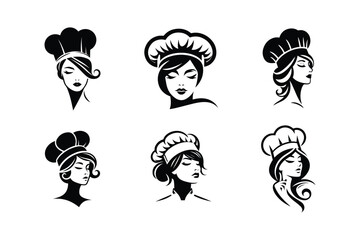 Chef Hats Silhouette Vector on white 