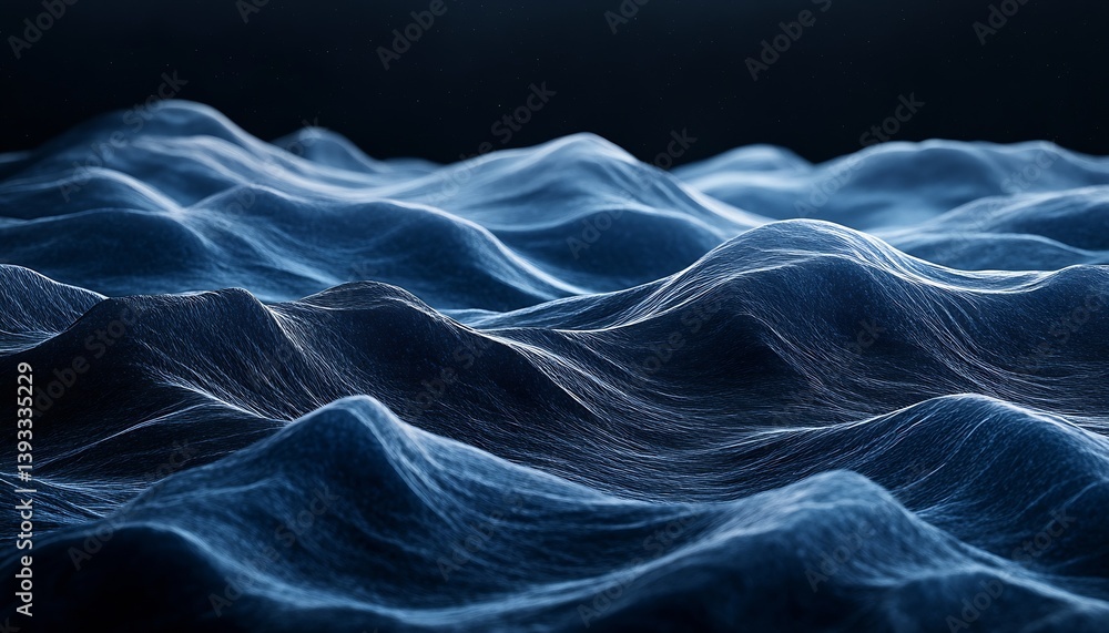 Poster Dynamic blue waves creating motion and depth in a dark and mesmerizing ocean scene : Generative AI