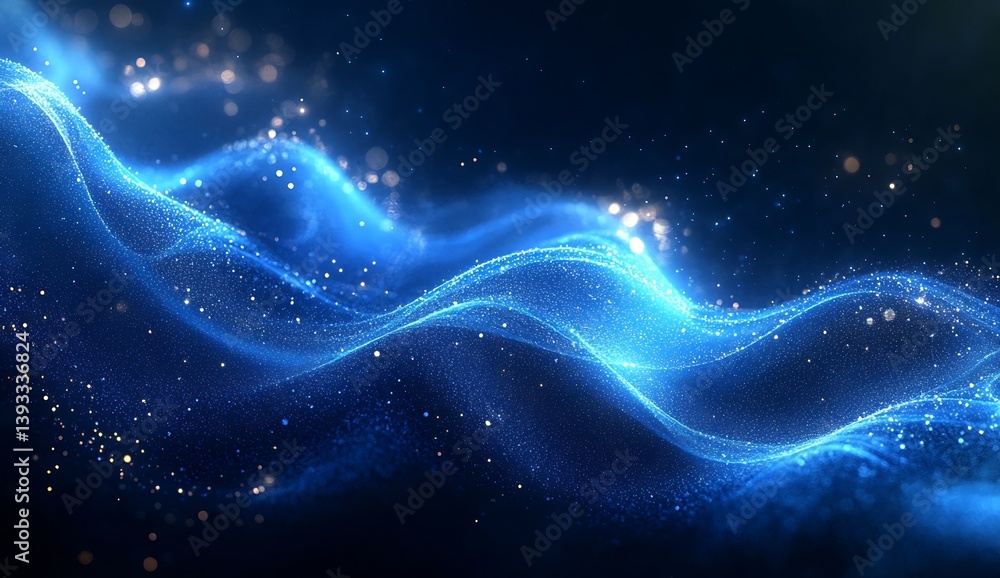 Aufkleber The enchanting blue waves flowing gently against a dark background creating a calming ambiance : Generative AI