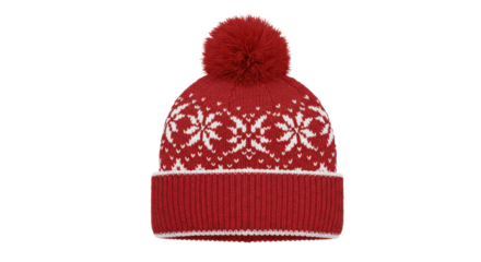 Isolated Red Winter Hat with Snowflake Pattern