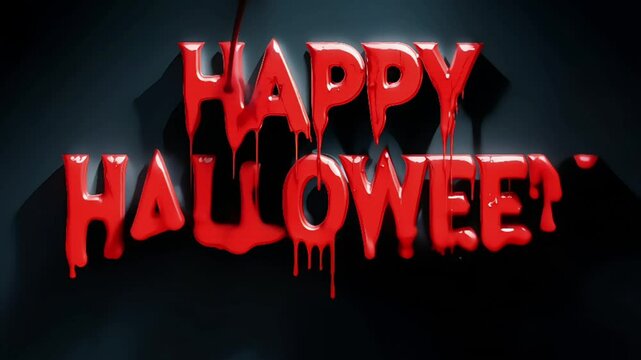 3d animated text happy halloween with blood dripping style, 4k resolution footage