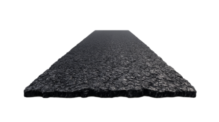 Rough asphalt surface texture detail and perspective view, cut out transparent