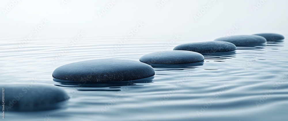 Aufkleber zen meditation stones in water creating ripple effect peaceful still life spa and wellness image : g