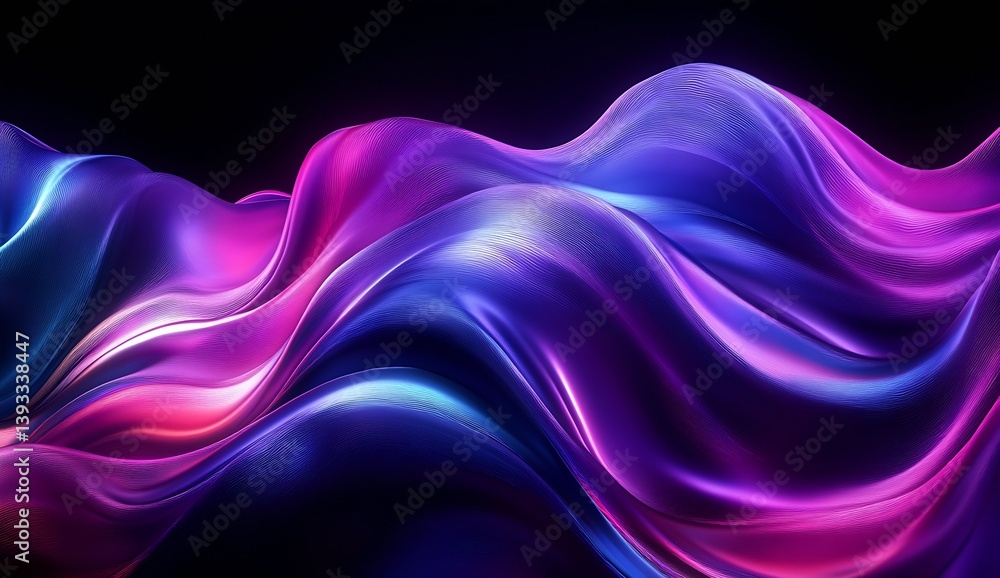 Aufkleber Flowing waves of soft colors resembling silk fabric create an enchanting abstract design for backgrounds : Generative AI