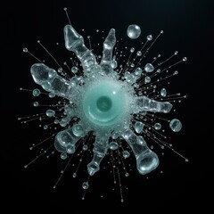 Abstract representation of liquid splashes, showcasing mesmerizing shapes and textures. Ideal for artistic projects, science, or technology-focused visuals.