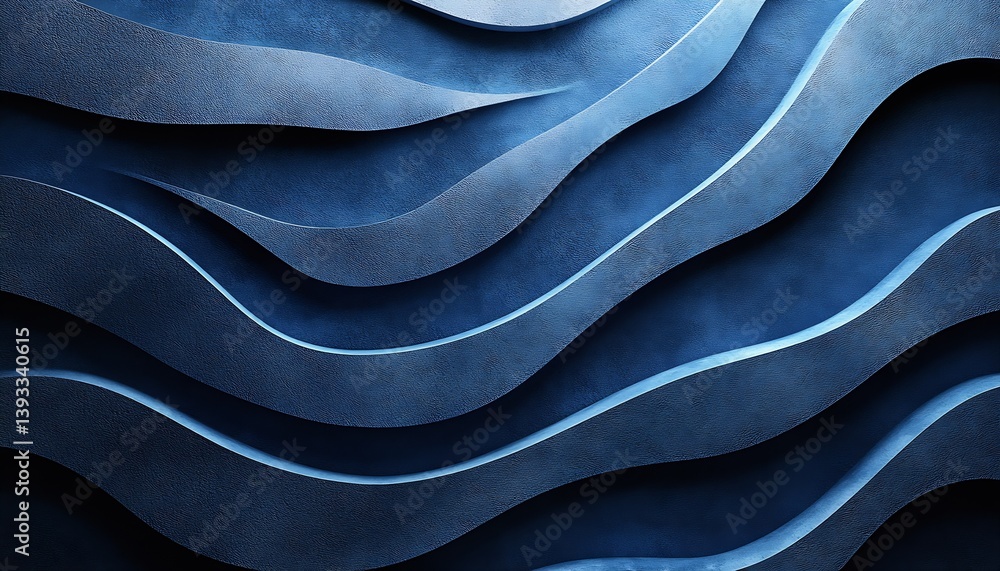 Leinwandbilder abstract waves of textured material in deep blue tones creating a modern artistic background design 