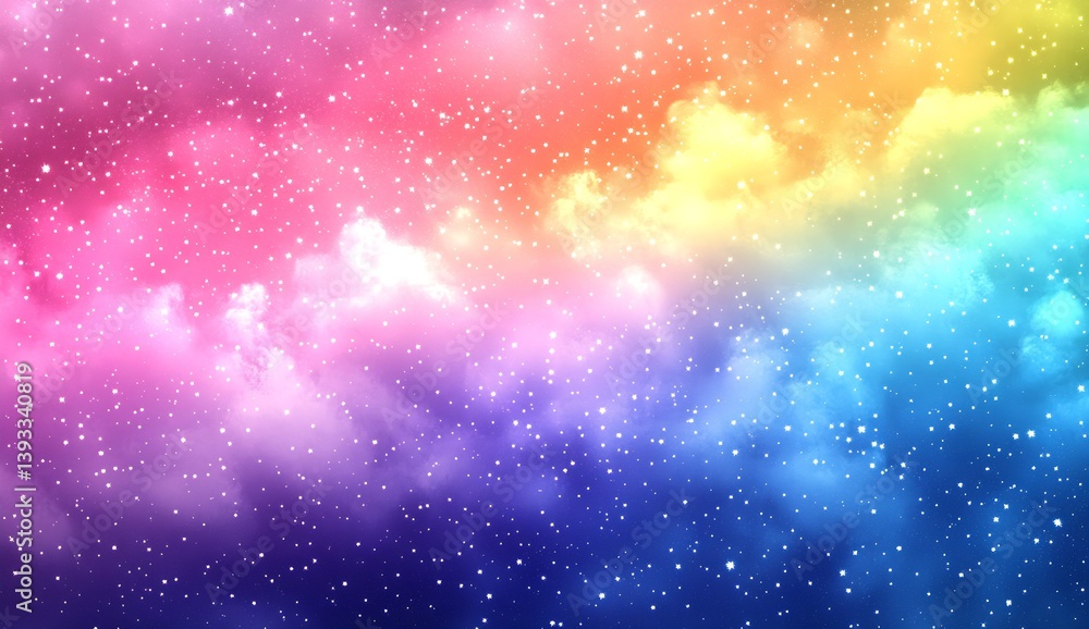 Aufkleber colorful cosmic sky filled with dreamy clouds and twinkling stars creating a serene and vibrant expe