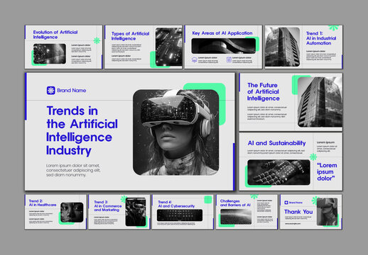 White And Blue Trends in The Artificial Intelligence Industry Presentation