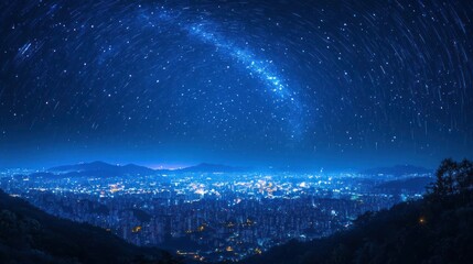 Naklejka premium Night Sky over Cityscape