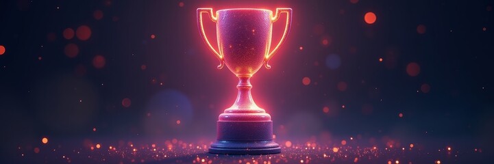 A glowing trophy against a dark backdrop, symbolizing achievement and success. Perfect for awards, sports, and recognition themes.