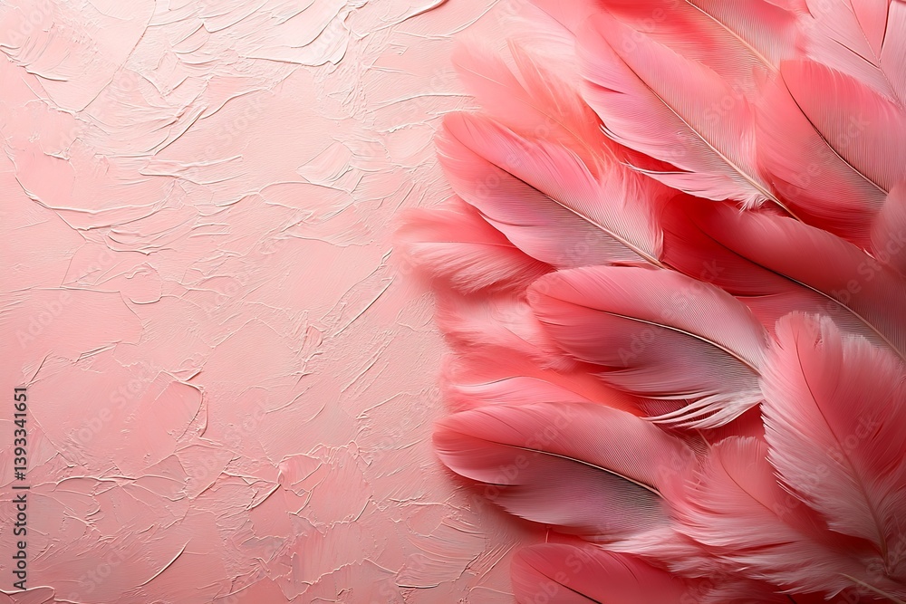 Poster Elegant Pink Feather Arrangement on Textured Background for Sophisticated Designs and Artistic Compositions : Generative AI