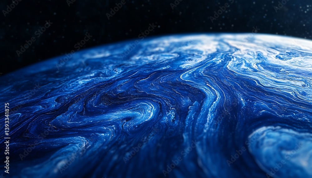 Poster Closeup view of intricate blue cosmic patterns displaying the stunning features of a distant planet : Generative AI
