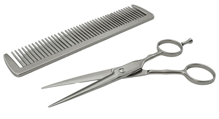 Isolated Hair Scissors and Comb