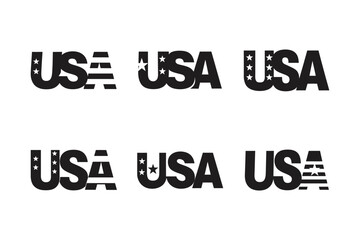 usa text flag colors vector art silhouette