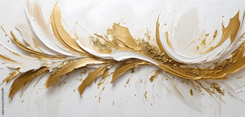 Poster golden brushstrokes on white backdrop. a luxurious abstract design, perfect for elegant projects. th