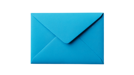 Sky-blue paper envelope with textured surface, cut out transparent
