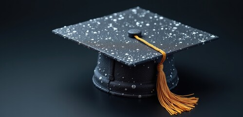 A stylish graduation cap adorned with snowflakes, symbolizing achievement and celebration in academic milestones and winter graduations.