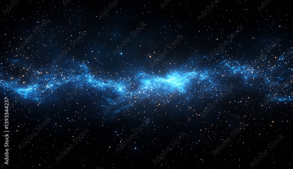 Leinwandbilder majestic flowing cosmic wave illuminated with bright blue light and surrounded by sparkling stars in