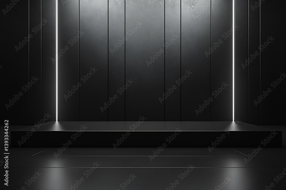 Aufkleber sleek black product showcase platform with illuminated lines modern presentation stage for luxury it