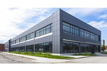 Obraz premium Modern Industrial Building Exterior Office Space and Commercial Property Real Estate Development Architecture : Generative AI