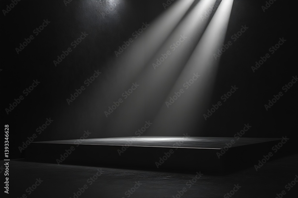 Poster dramatic spotlight shining on a dark stage perfect for showcasing products presentations and theatri