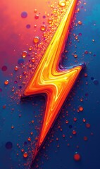 Obraz premium Vibrant and energetic lightning bolt design with colorful bubbles, perfect for creative projects, tech, and marketing materials focused on dynamism and innovation.