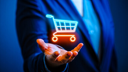 Online shopping cart concept business e commerce retail digital marketing technology shopping experience