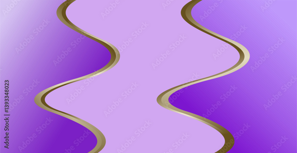 Poster composition of empty space, curved lines and geometric abstract fields with gradations of gold and b