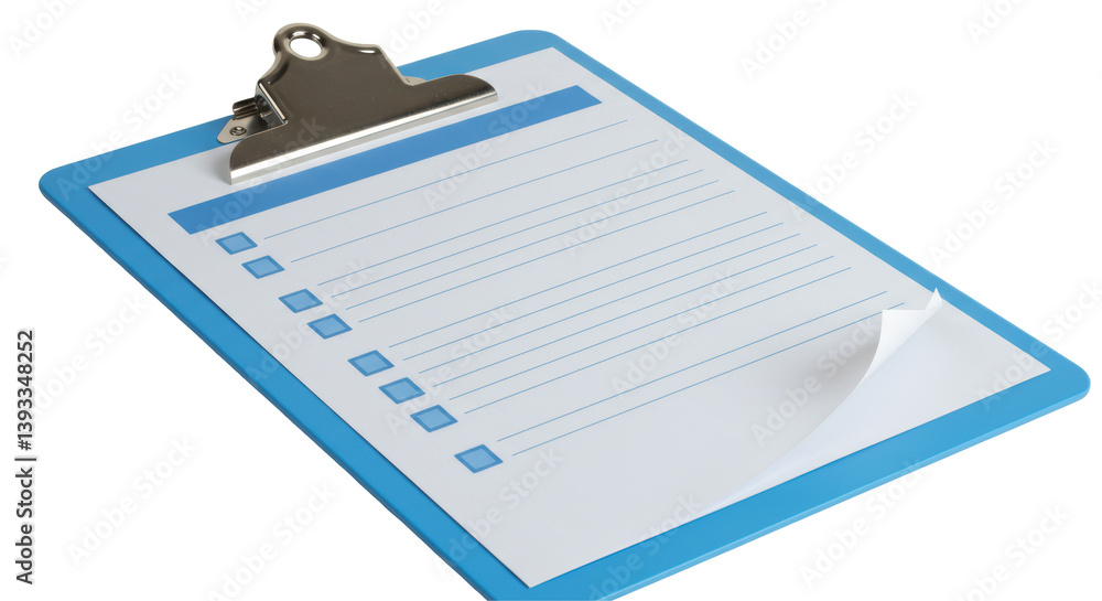 Aufkleber isolated blue clipboard with a blank checklist and checkboxes
