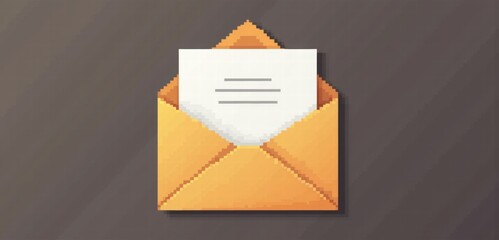 A stylish orange envelope with a blank letter, perfect for digital invitations, announcements, or marketing materials. Enhance your communication designs effortlessly.