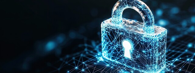 cyber data digital lock network privacy technology safety protect background. information cyber data digital safe shield padlock computer internet 3D concept tech online icon system business password