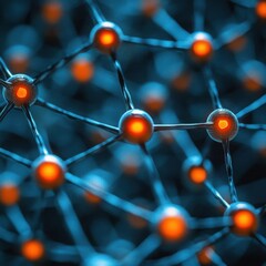 Network of interconnected glowing spheres