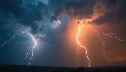 lightning in the night sky