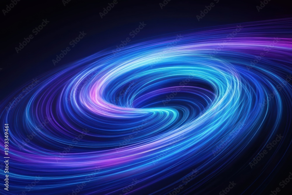 Poster dynamic swirl of glowing blue and purple light trails creating a mesmerizing visual effect