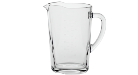 Isolated Transparent Glass Measuring Jug with Handle