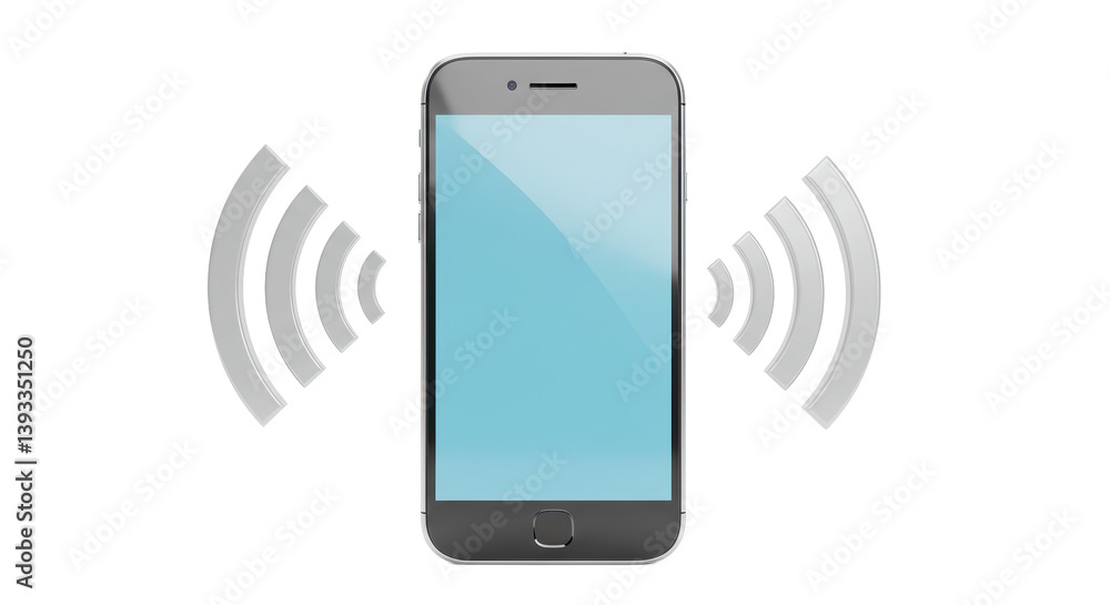 Poster isolated smartphone with signal waves emanating