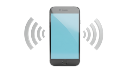 Isolated Smartphone with Signal Waves Emanating