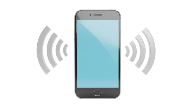 Isolated Smartphone with Signal Waves Emanating