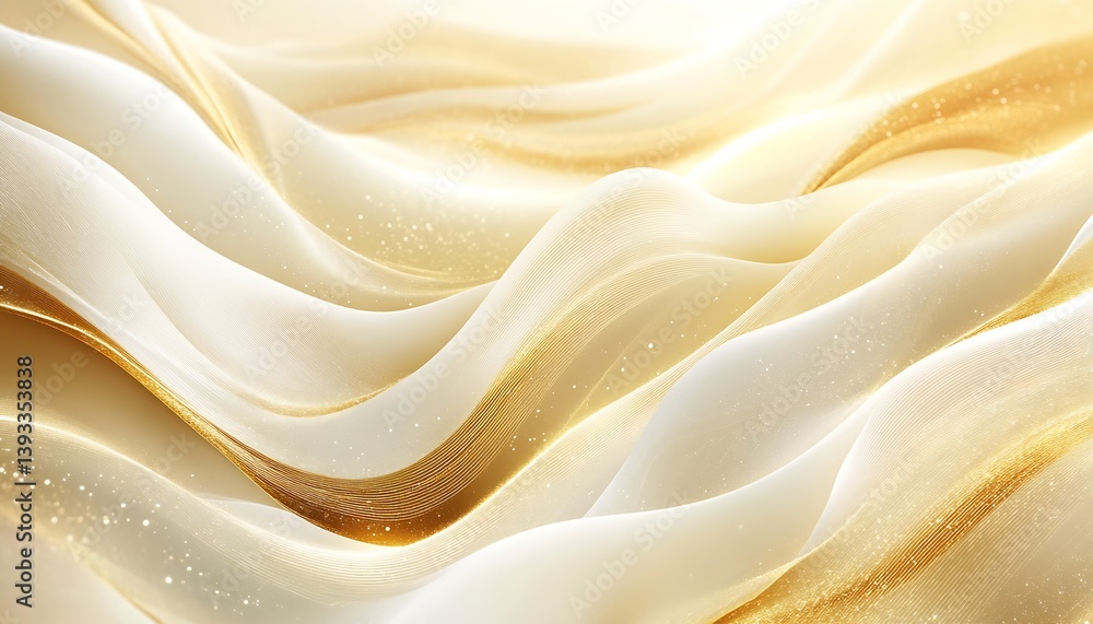 Poster Elegant flowing fabric in soft golden hues creating a luxurious abstract background : Generative AI