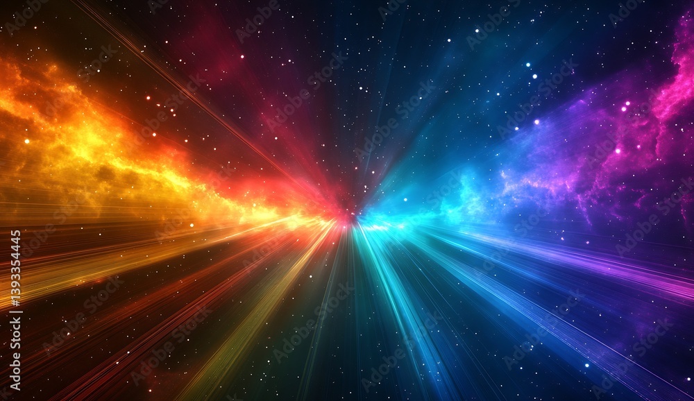 Leinwandbilder Dynamic swirling colors merging in a spectacular cosmic display with vibrant light trails in space : Generative AI