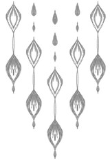 Hand-Drawn Boho Geometric Ornaments Pattern in Gray on Transparent Background