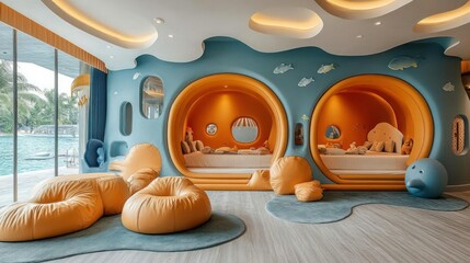 Playful, cozy kid's area with themed nooks